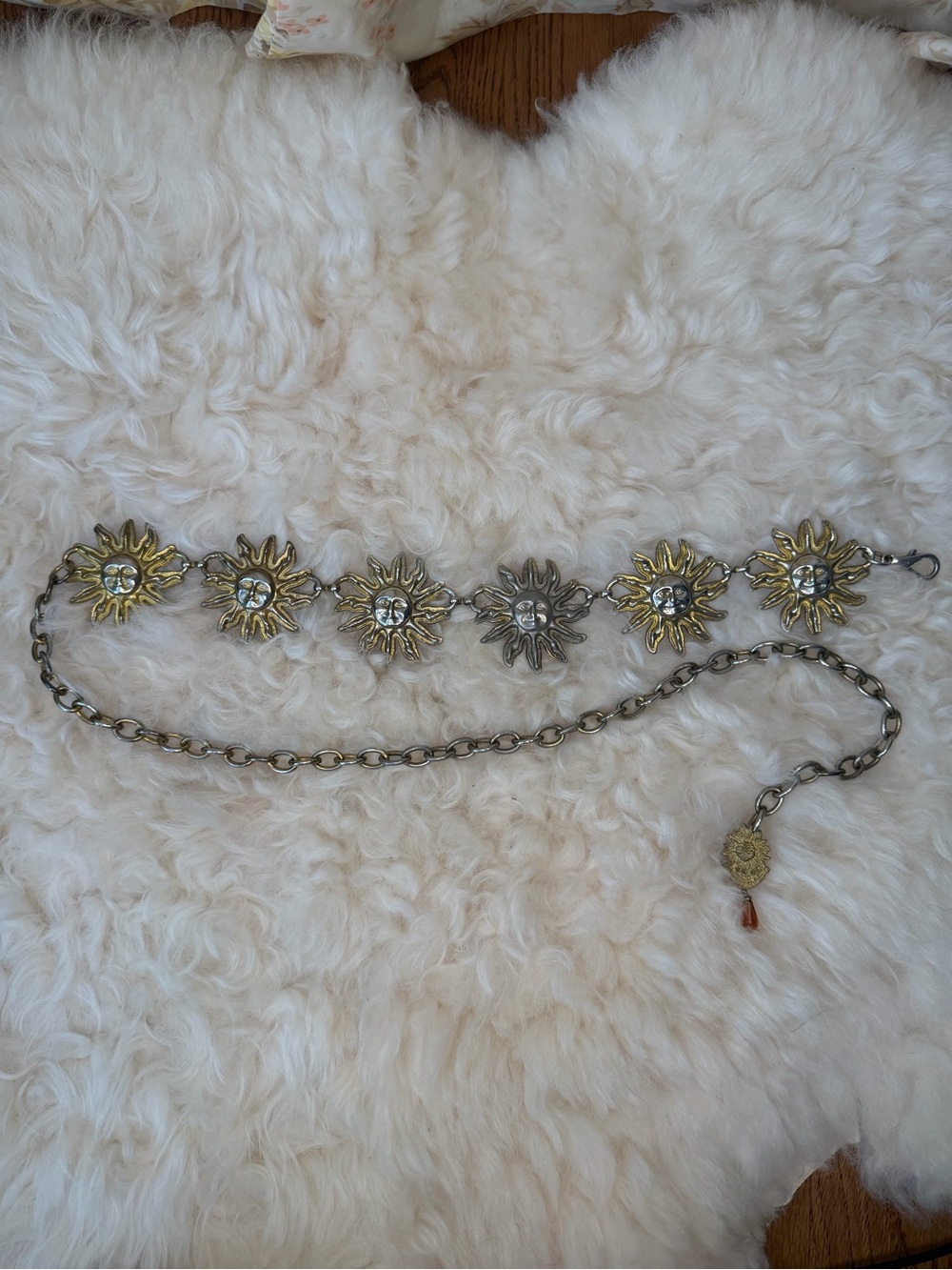 Vintage Sunburst Chain Belt - Gold and Silver